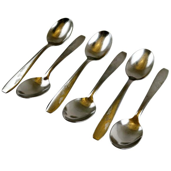 Pinehurst by Wallace 6" Sugar Spoons, Set of 6, Vintage Stainless Flatware, USA - Picture 2 of 4